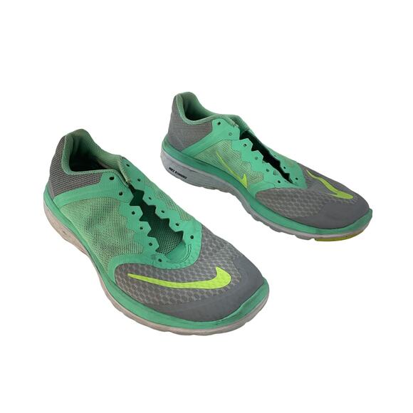 Nike Lite Run 3 Mint Green & Gray Sneakers Women's Size 8 Preowned - Picture 1 of 7